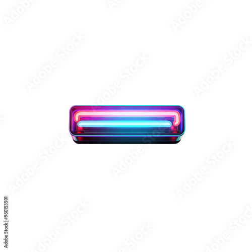 A bright neon symbol -, retro 80s style in transparent background