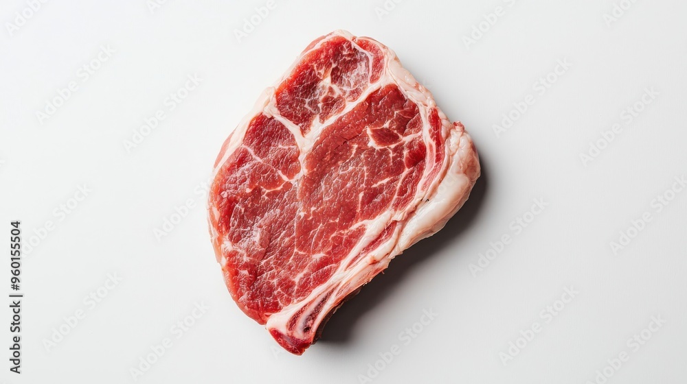 Obraz premium one piece of fresh pork meat. top view photo. white background. photo. clear. Buisness 