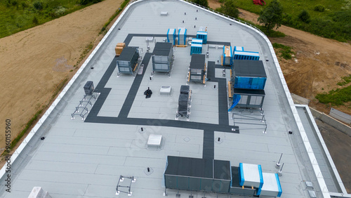 Aerial View of Rooftop HVAC Systems