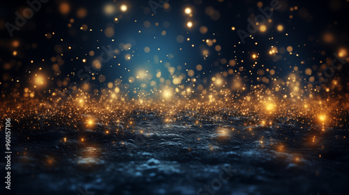 Wallpaper Mural Abstract Dark Blue Background with Golden Bokeh Lights Torontodigital.ca