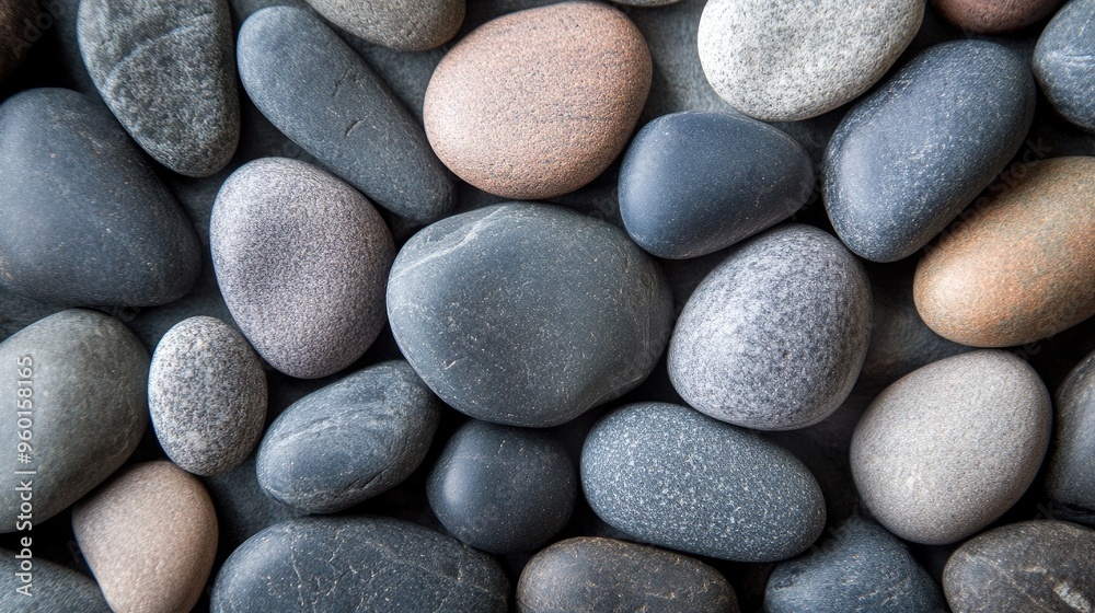 Gray pebble stones, symbolizing balance and natural simplicity. Gray pebble stones, symbolizing balance and natural simplicity.