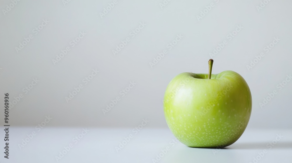 Green apple on a white background, highlighting health and nutrition Green apple on a white background, highlighting health and nutrition