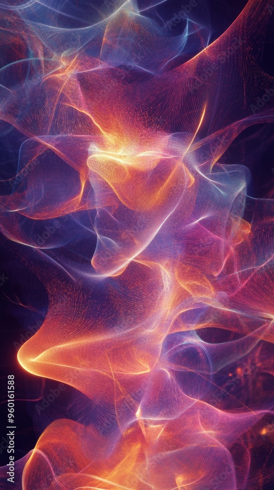Obraz premium A colorful, abstract image of a flame with a blue and orange swirl