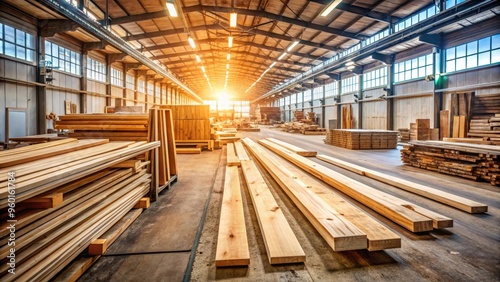 High quality image of timber or saw timber in a woodwork shop