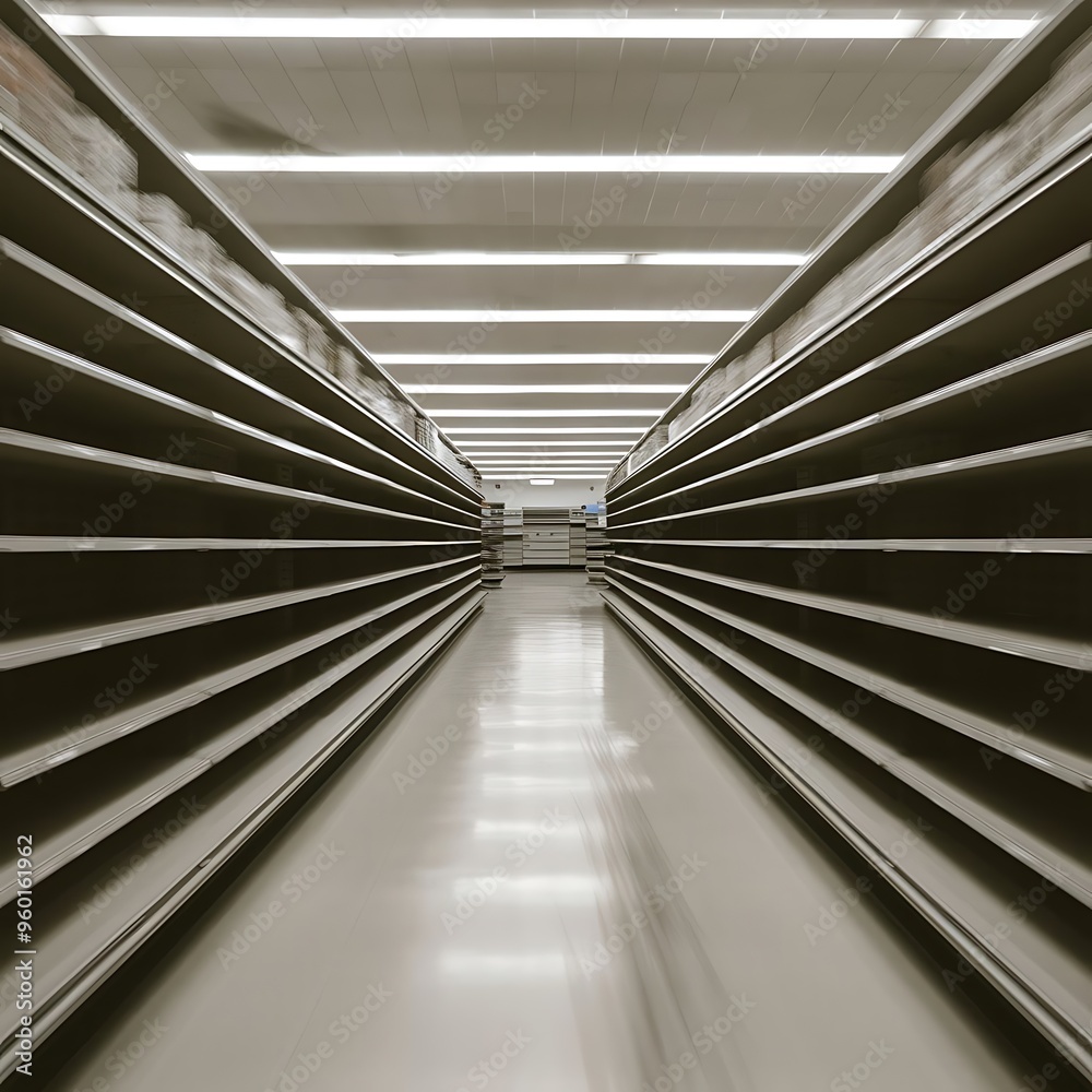 Supermarket aisle empty defocused boke motion background Supermarket aisle empty defocused boke motion background