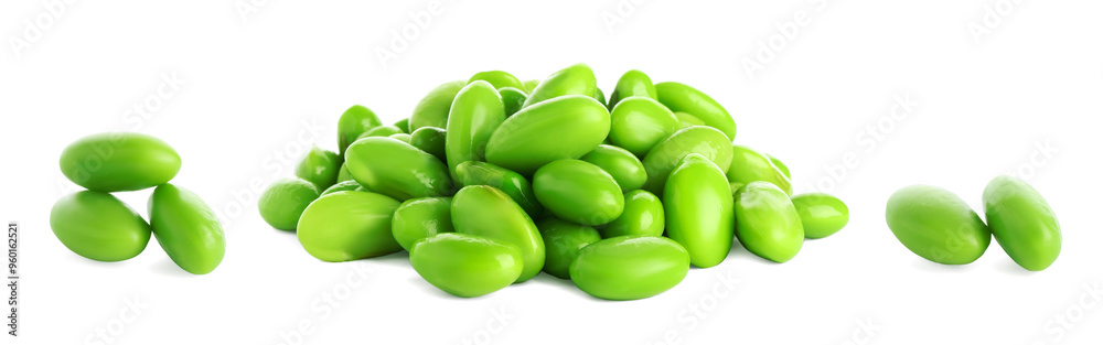 Fresh green soy beans isolated on white Fresh green soy beans isolated on white