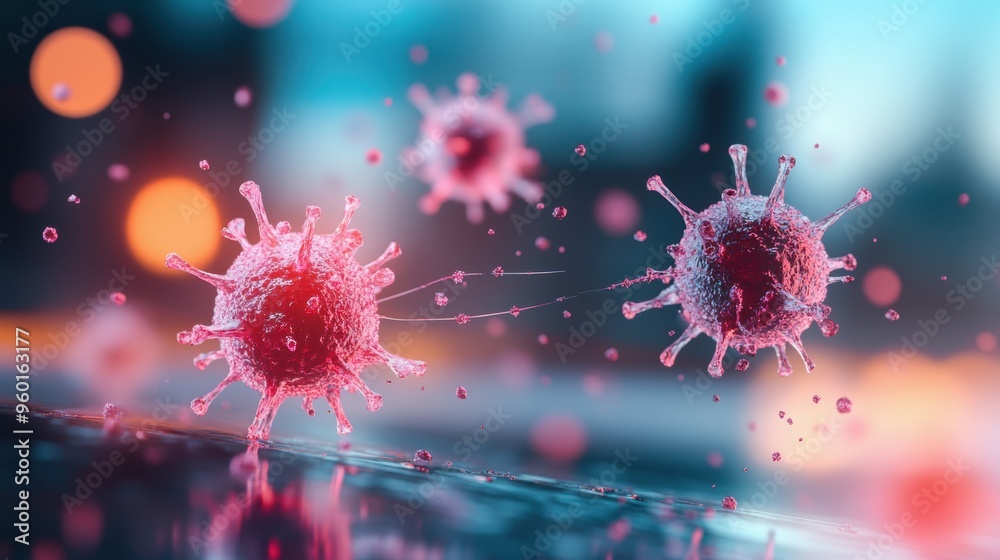 A close up shot of a contaminated surface, showcasing the spread of viruses through touch.