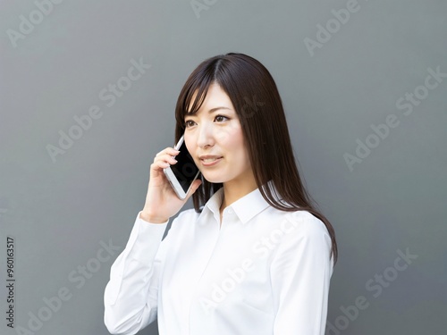 スマートフォンで通話をする30代日本人女性_04