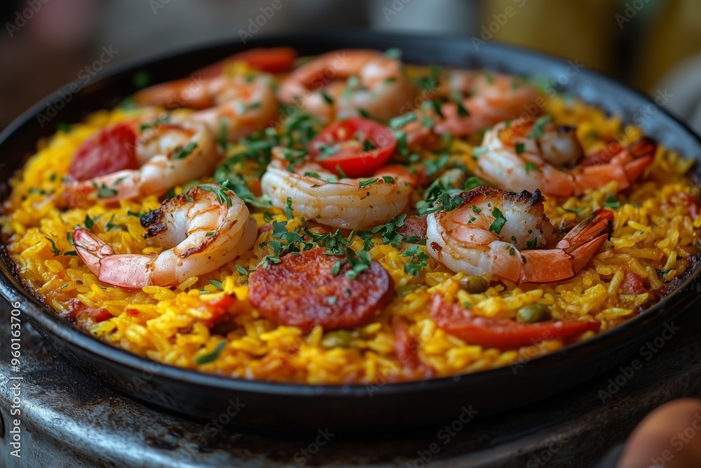 Seafood Paella with Shrimp and Chorizo Seafood Paella with Shrimp and Chorizo