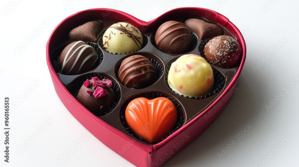 Jelly-filled chocolates arranged in a heart-shaped box, perfect for a sweet gift Jelly-filled chocolates arranged in a heart-shaped box, perfect for a sweet gift