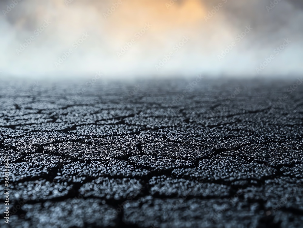 Heat haze rising from a hot asphalt road, extreme weather, scorching heat Heat haze rising from a hot asphalt road, extreme weather, scorching heat