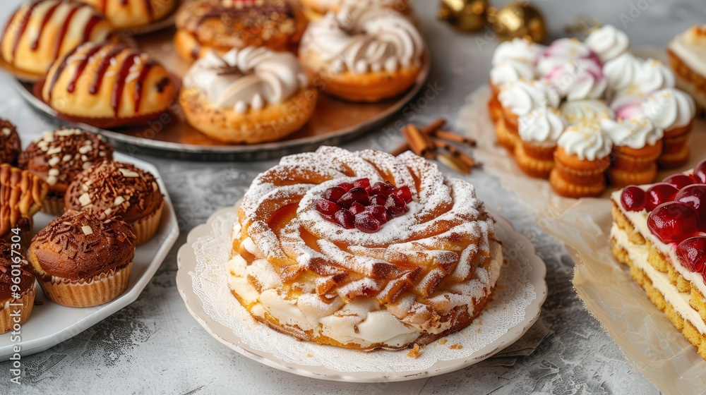 custom made wallpaper toronto digitalJewish New Year Delicacies, a vibrant spread of traditional cakes and pastries celebrating the sweetness of life and new beginnings during the festive season.