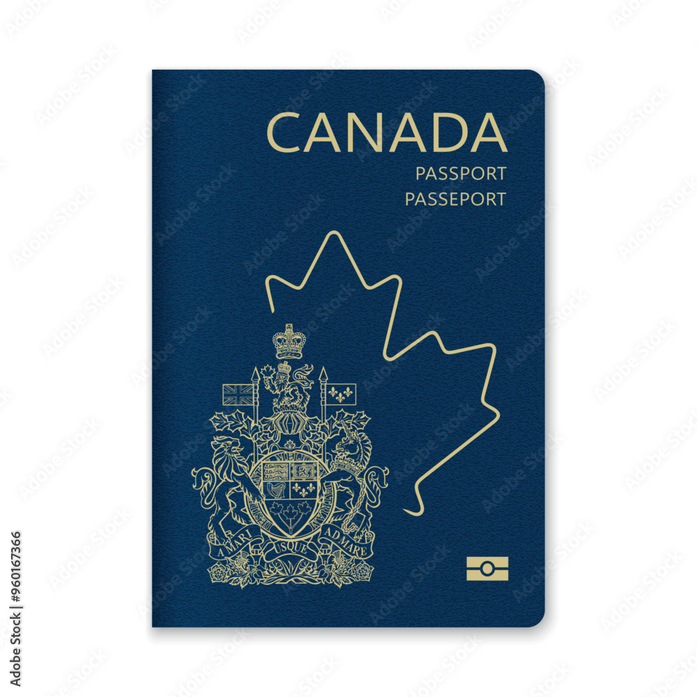Canada Passport Cover with Gold Emblem and Text