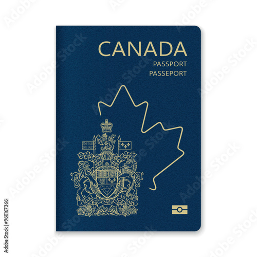 Obraz na płótnie Canada Passport Cover with Gold Emblem and Text w salonie