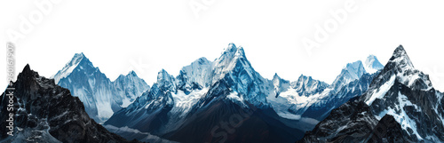 Mountain peaks with snow isolated on transparent background.