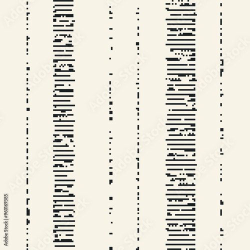 Black And White Pixel Glitch Stripe Pattern