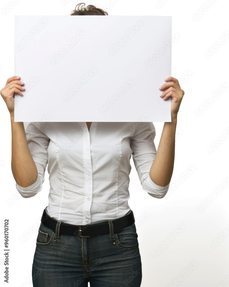 Woman holding a blank sign Woman holding a blank sign