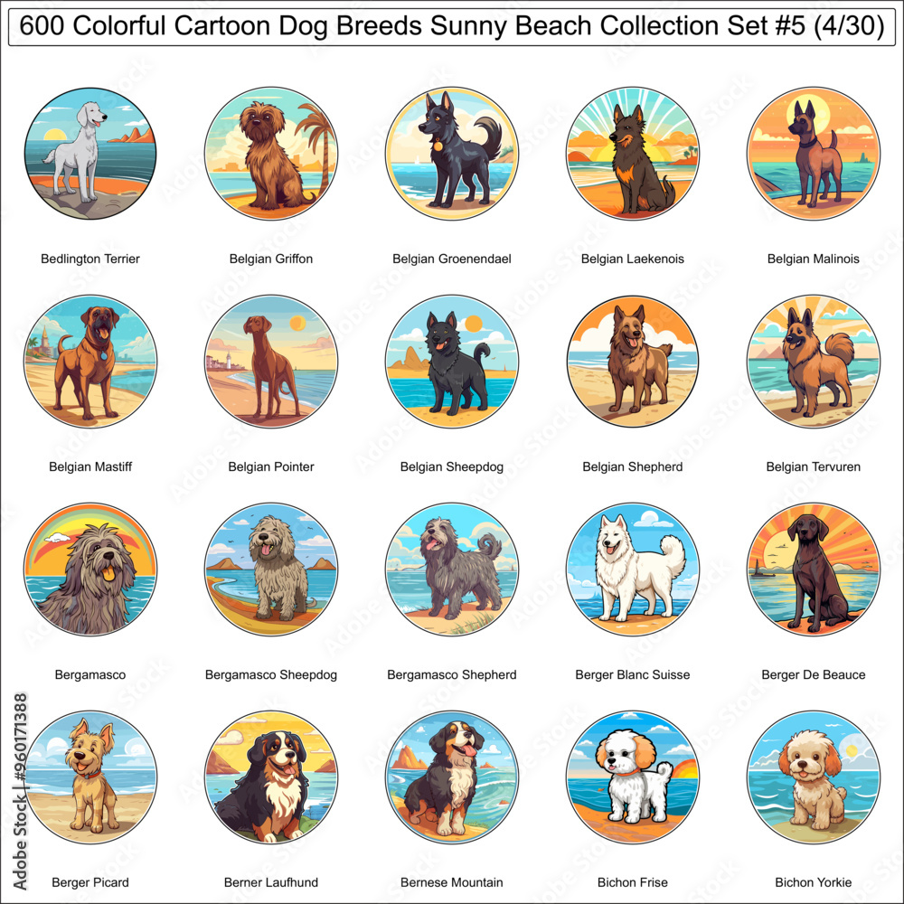 Colorful Dog Breeds Cartoon Characters Sunny Beach Bundle Collection Set 5 of 600 Dog Faces Isolated Part 4 Colorful Dog Breeds Cartoon Characters Sunny Beach Bundle Collection Set 5 of 600 Dog Faces Isolated Part 4