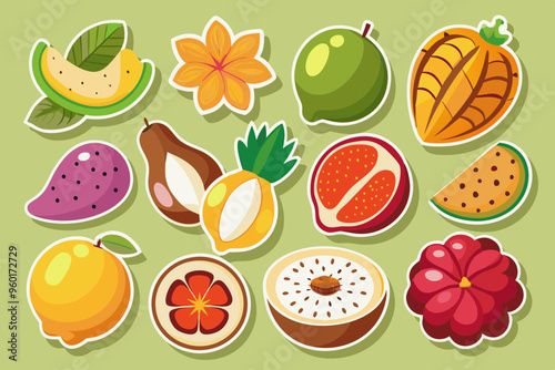 Tropical and Dry Fruits Flat Stickers