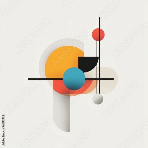 Abstract Geometric Shapes Minimalist Design Modern Art Colorful Circles Background Wall Art Illustration Graphic Design