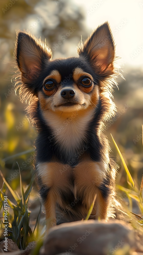 Fototapeta premium Detailed high-resolution image of a Chihuahua, highlighting its playful expression and sharp features