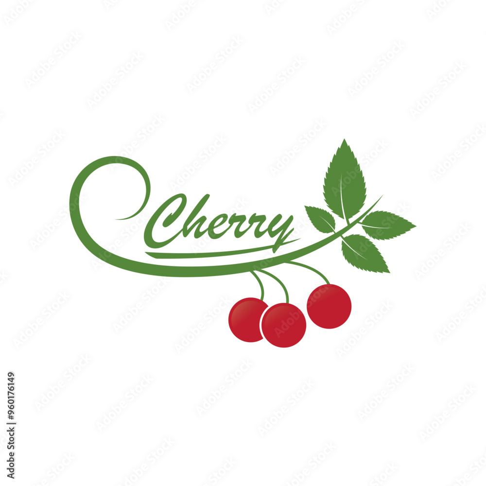 Obraz premium Cherry logo vector icon illustration