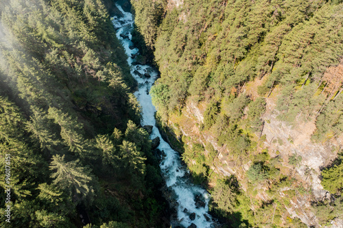 aerial view of the aurino torrent in campo tures trentino alto adige italy
