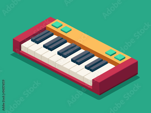 An amazing isometric icon of musical keyboard in modern style