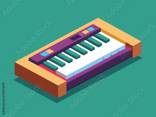 An amazing isometric icon of musical keyboard in modern style