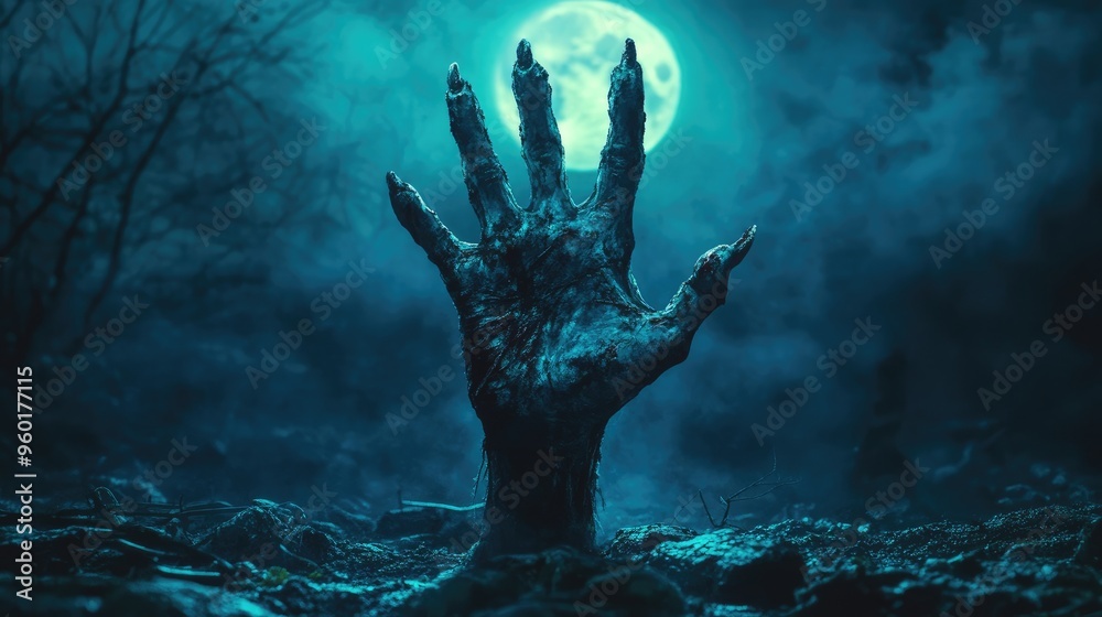 Sinister Zombie Hand in Moonlight Sinister Zombie Hand in Moonlight