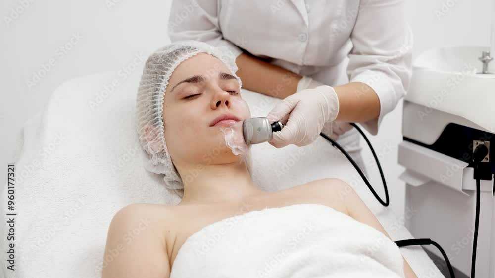 A cosmetologist performs RF lifting for facial rejuvenation and tightening. This non-invasive procedure effectively firms and smooths skin, enhancing your beauty routine. A cosmetologist performs RF lifting for facial rejuvenation and tightening. This non-invasive procedure effectively firms and smooths skin, enhancing your beauty routine.