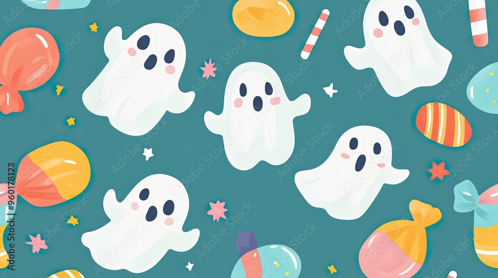 Cute Ghosts and Candy Cute Ghosts and Candy