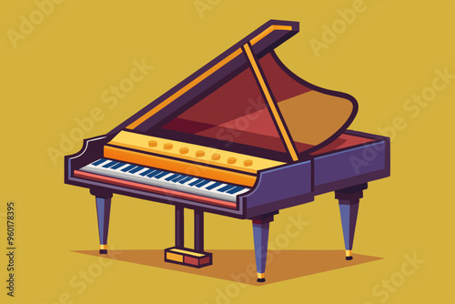 Vector drawing of a harpsichord