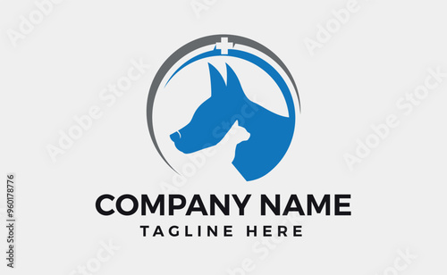 dog and cat vet animal logo vector illustration, template design, animal Logo branding design.