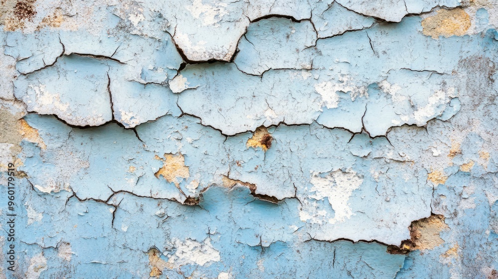 Obraz premium Cracked and Weathered Blue Paint