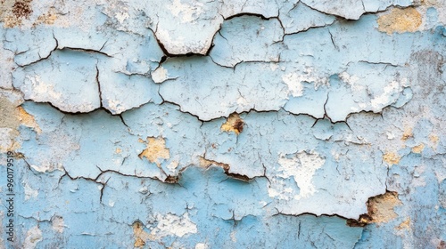 Cracked and Weathered Blue Paint