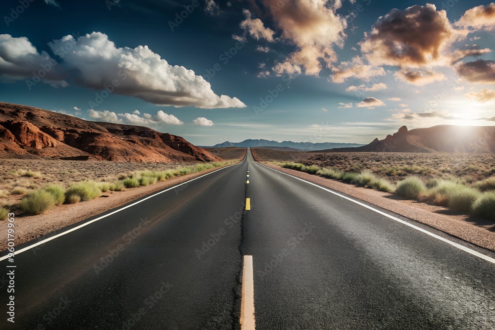 Naklejka premium Empty Road with Clear Space for Text