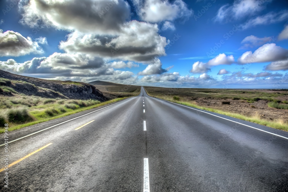 Fototapeta premium Wide Open Road with One Side Clear for Text