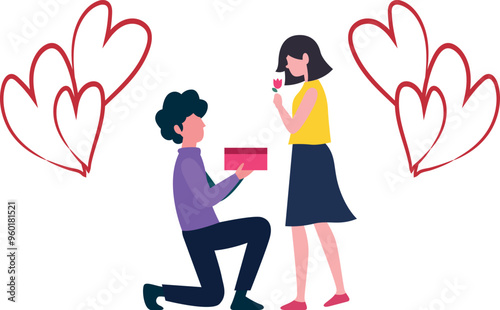 The boy proposed to the girl on Valentine's Day.