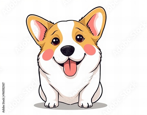 cartoon dog with tongue sticking out sitting down.