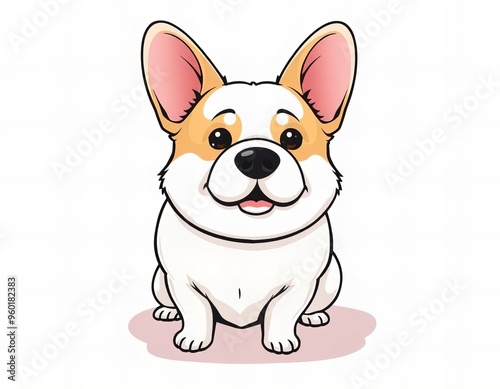 cartoon dog sitting down with a white background.