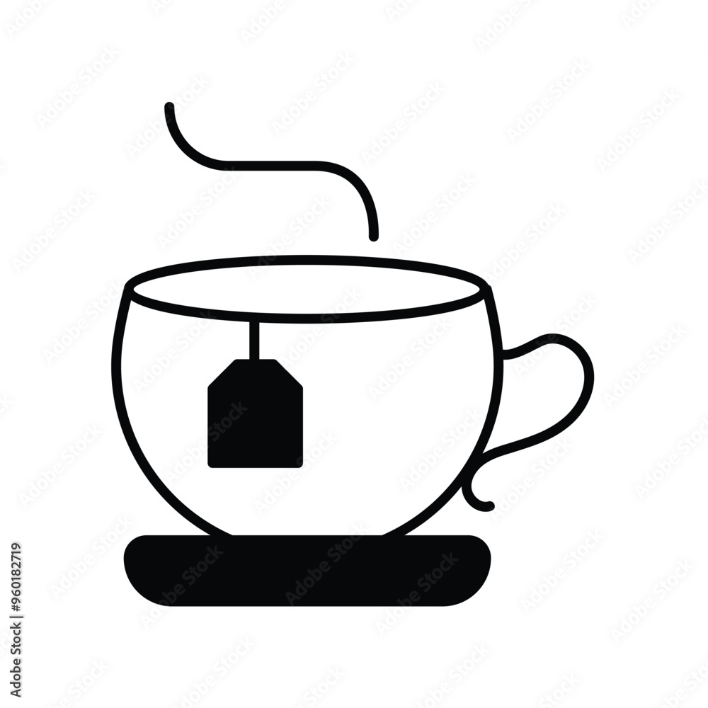 tea glyph icon with white background vector stock illustration tea glyph icon with white background vector stock illustration