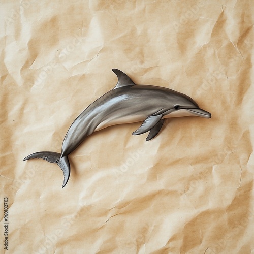 dolphin isolated on paper background photo