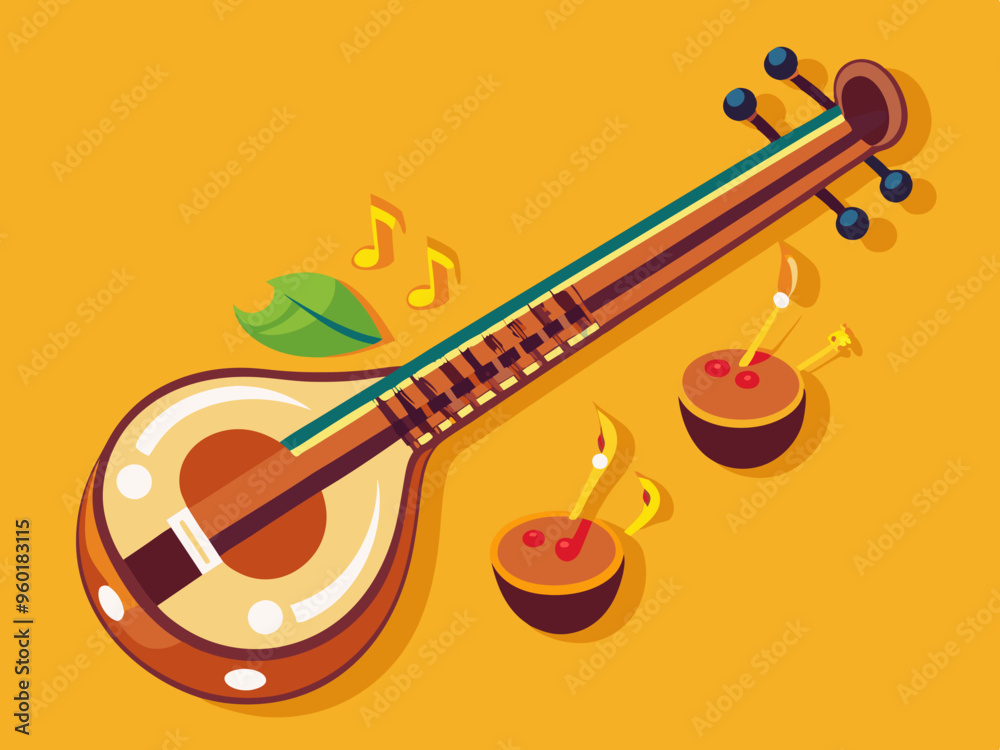 Tanpura instrument with notes 