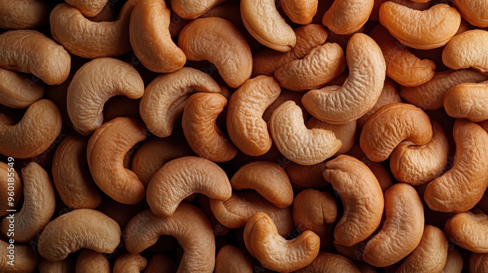 A densely packed cluster of raw cashew nuts, each with its distinctive shape and texture, filling the frame. This captivating image emphasizes the natural beauty of these nuts. A densely packed cluster of raw cashew nuts, each with its distinctive shape and texture, filling the frame. This captivating image emphasizes the natural beauty of these nuts.