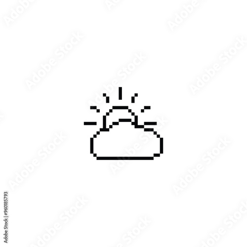 pixel art sun and cloud weather vector icon pixel element for 8 bit game