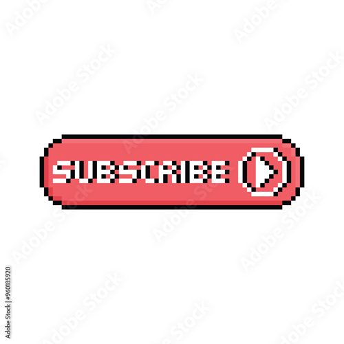 subscribe button 8 bit text stop Pixel art 8-bit for game