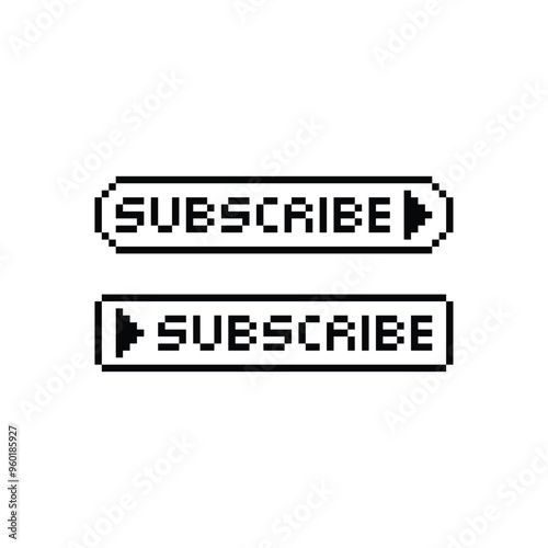 subscribe button 8 bit text stop Pixel art 8-bit for game