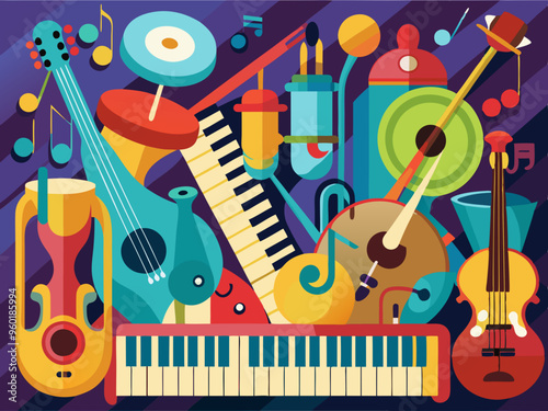 Music instruments with background