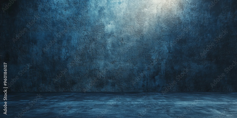 Matte Dark Blue Wall with Soft Spotlight and Subtle Shadow Matte Dark Blue Wall with Soft Spotlight and Subtle Shadow